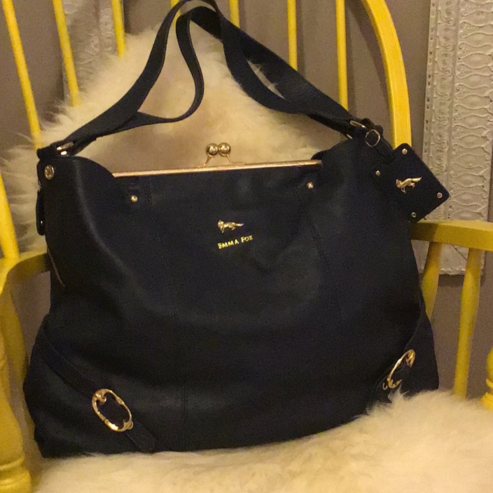 Emma Fox Navy Pebble Leather Purse